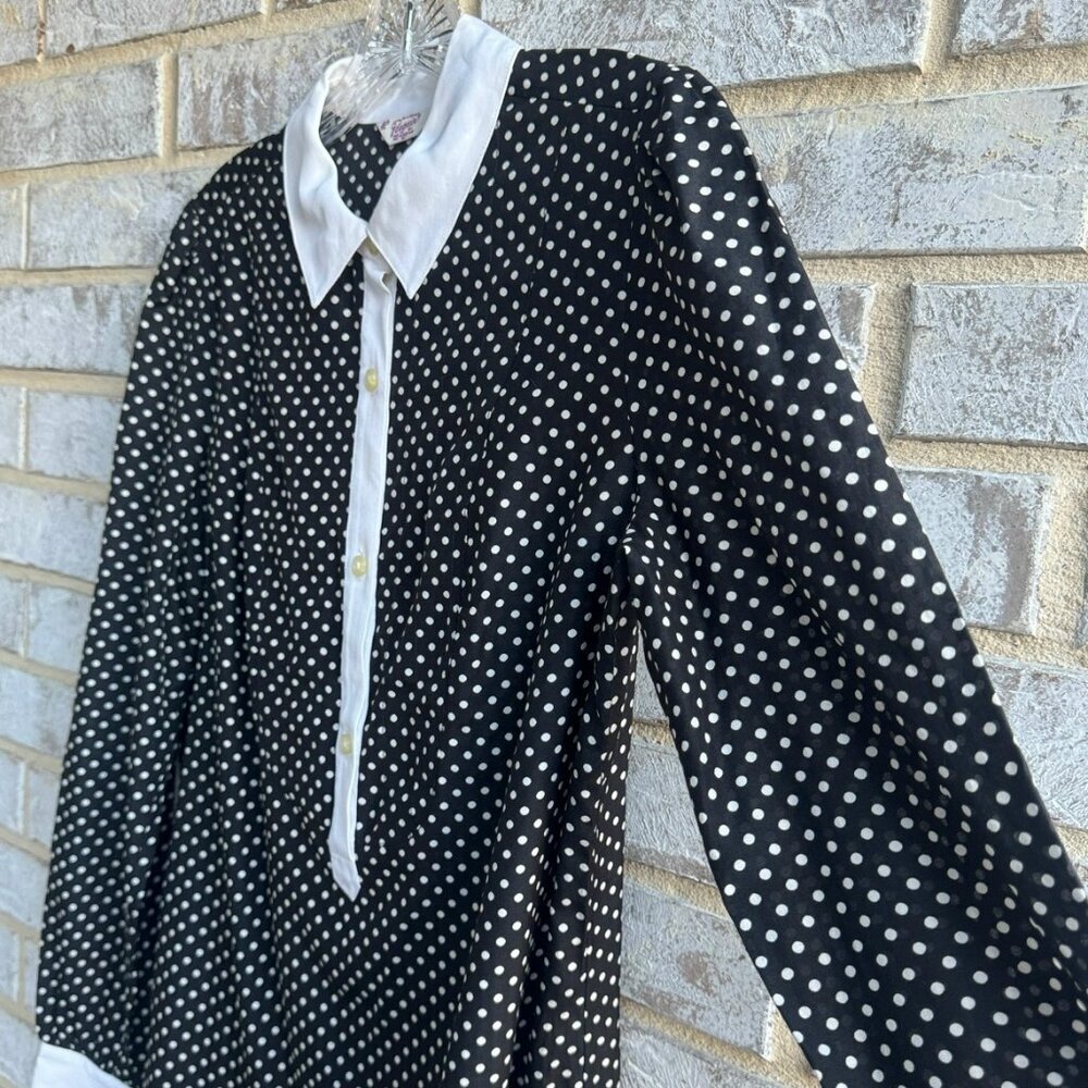 Original Penguin by Munsingwear Silk Blend Polka Dot Shirt Dress Women's Size 10 - Picture 6 of 9